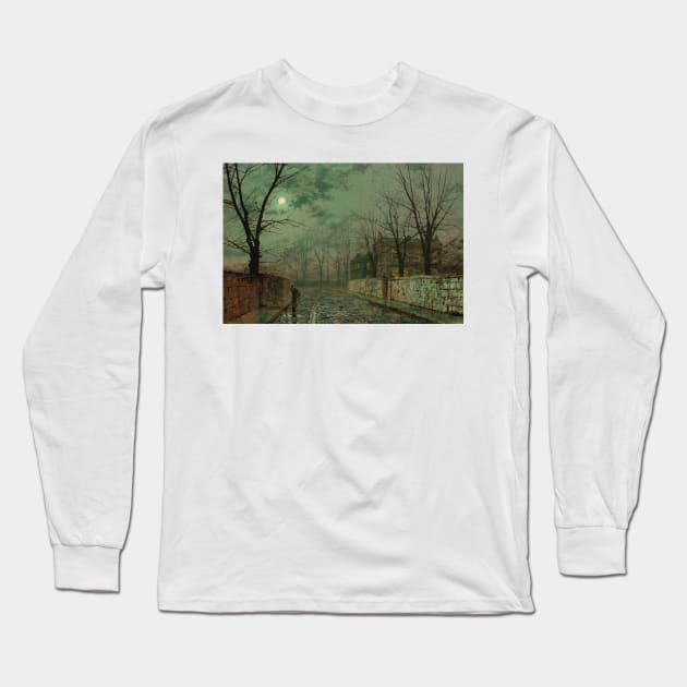 Under the Silvery Moonbeams by John Atkinson Grimshaw Long Sleeve T-Shirt by Classic Art Stall